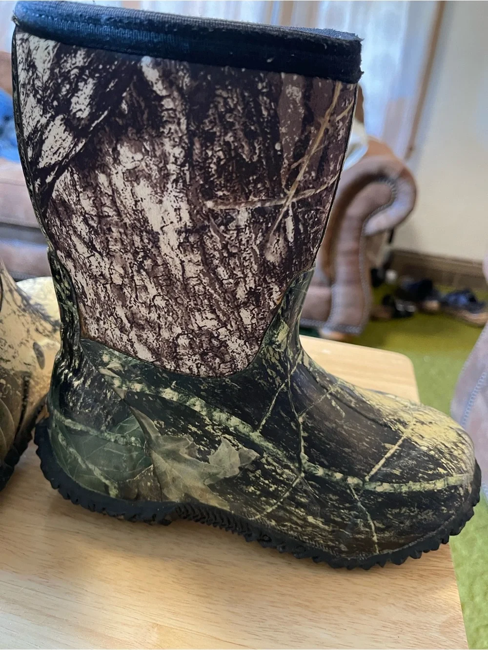 Bogs Mossy Oak Kids Size 1 US Green Camo Waterproof 30 Below Rain/Snow Boot